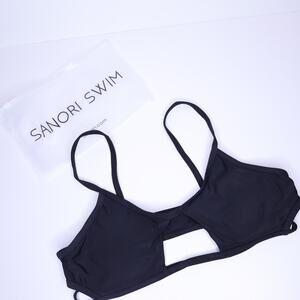 SANORI SWIM Sao Paulo Bikini Top Black Cut Out Swimwear Women's S